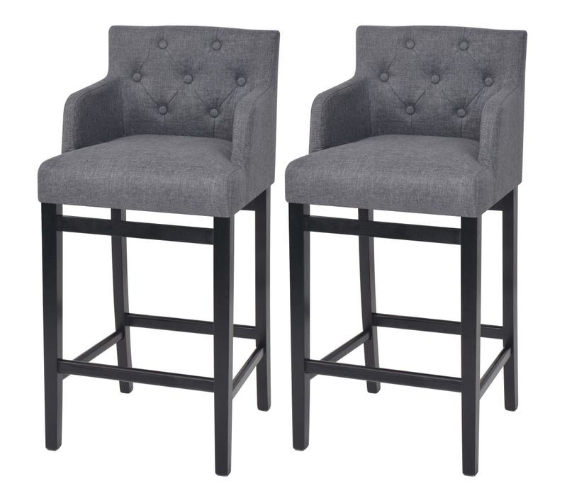 Tabourets De Bar 2 PCs Gris Foncé Tissu