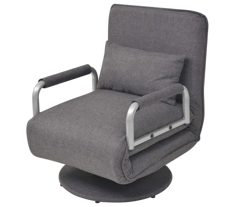 Fauteuil Pivotant Et Canapé-lit Gris Foncé Tissu