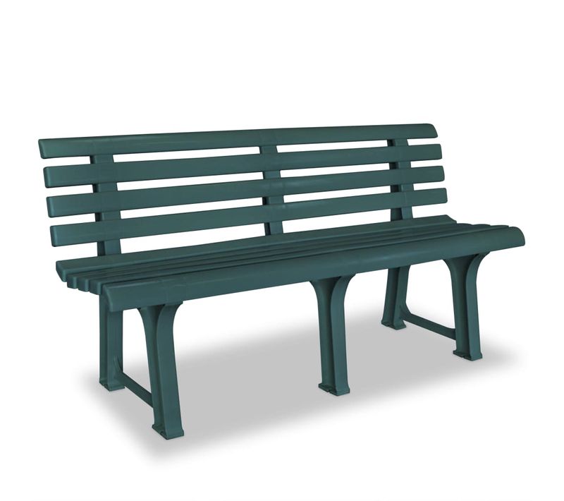 Banc De Jardin 145,5 Cm Plastique Vert Siège Meuble Parc Terrasse Arrière-cour Extérieur