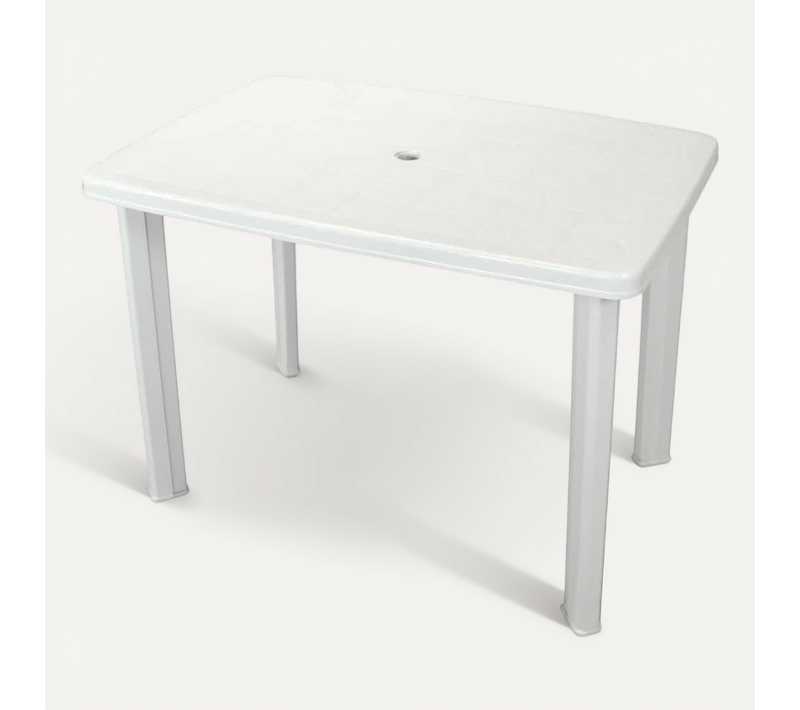 Table De Jardin Avec Trou Blanc 101x68x72 Cm Plastique Rectangulaire Meuble Terrasse