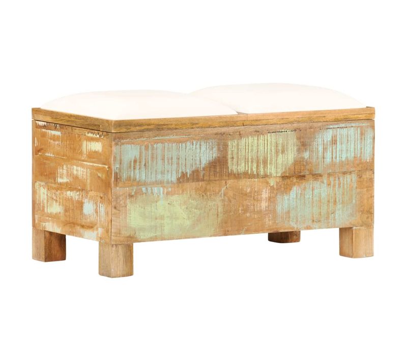Vidaxl Banc De Rangement Avec Compartiment Bois Massif Recyclé 80x40x40 Cm Coffre Intérieur