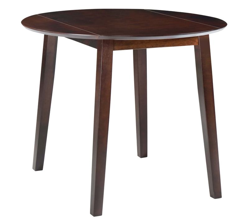 Table à Manger Ronde Rabattable Marron Et Bois Naturel, Pliable Des Deux Côtés