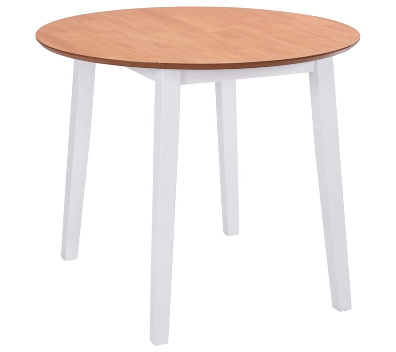 Vidaxl Table à Manger Ronde à Abattant Mdf Blanche Meuble Repas Dîner Cuisine Maison Intérieur