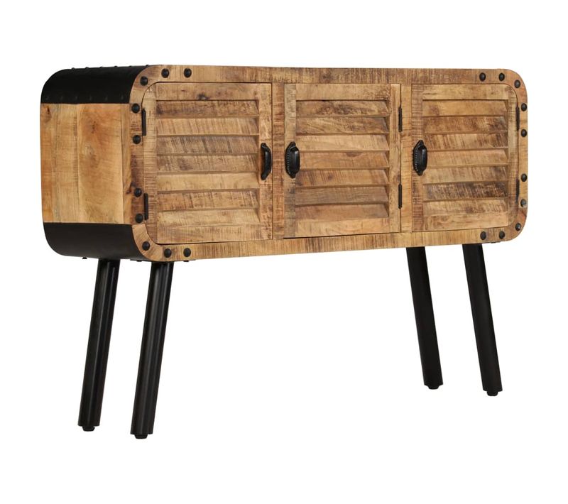 Buffet Avec Style Industriel Vintage et Rangement Tri-portes Bois De Mangue Massif 120x30x76cm