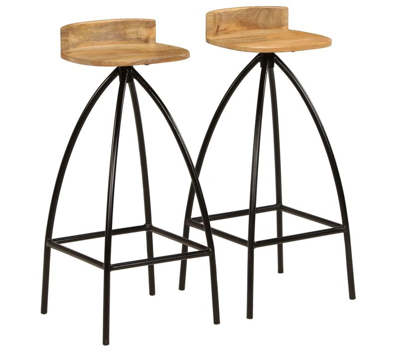 Chaises De Bar Lot De 2 Bois De Manguier Solide