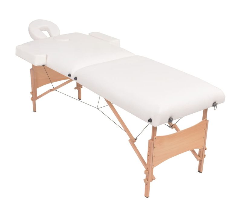 Table De Massage Pliable Et Tabouret 10 Cm D'épaisseur Blanc