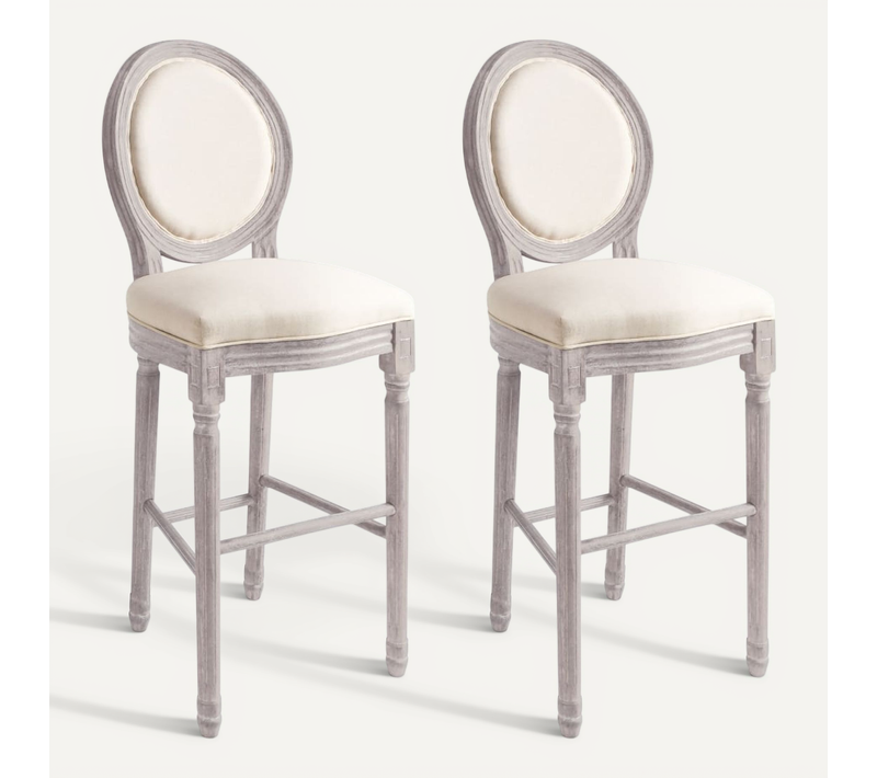 Tabourets De Bar Lot De 2 Blanc Lin