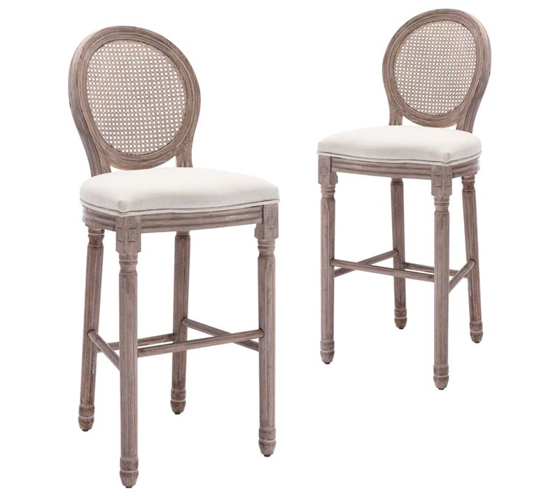 Tabourets De Bar Lot De 2 Blanc Lin