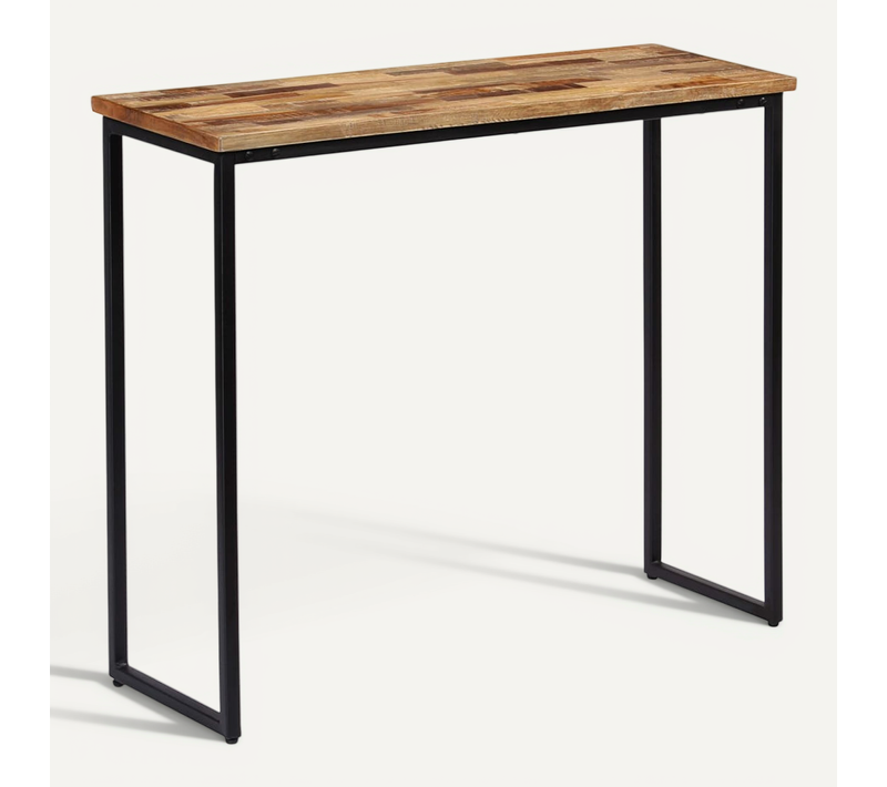 Table Console Teck Recyclé Massif 90 X 30 X 76 Cm
