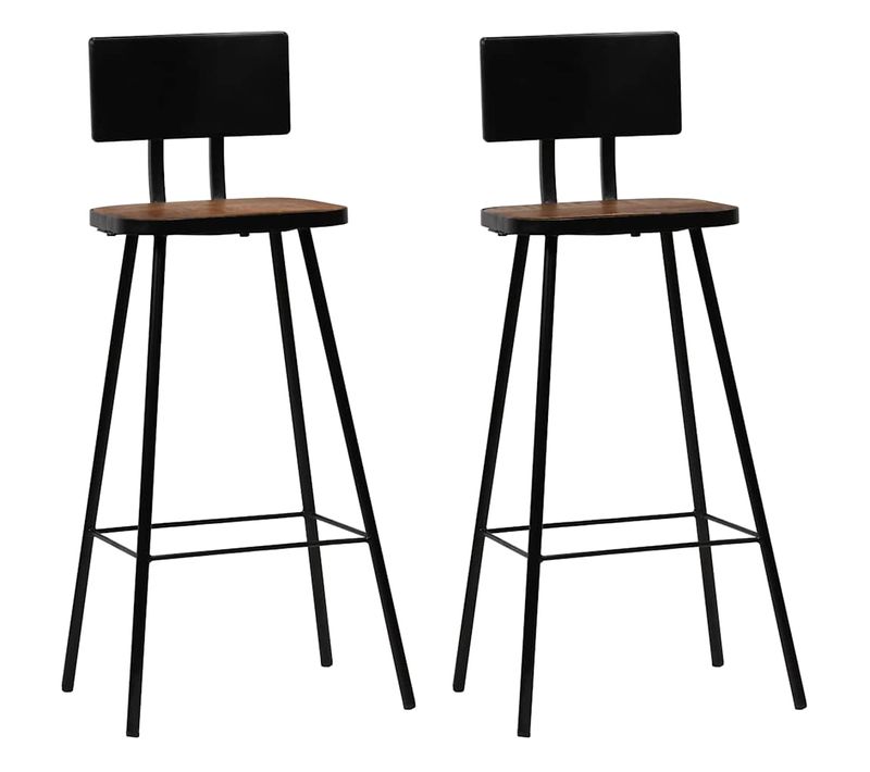 Tabourets De Bar Lot De 2 Bois Massif De Récupération