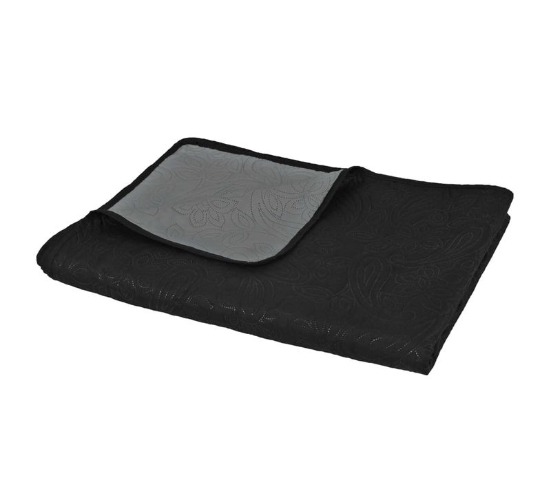 Couvre-lit À Double Face Matelassé 170 X 210 Cm Gris Et Noir