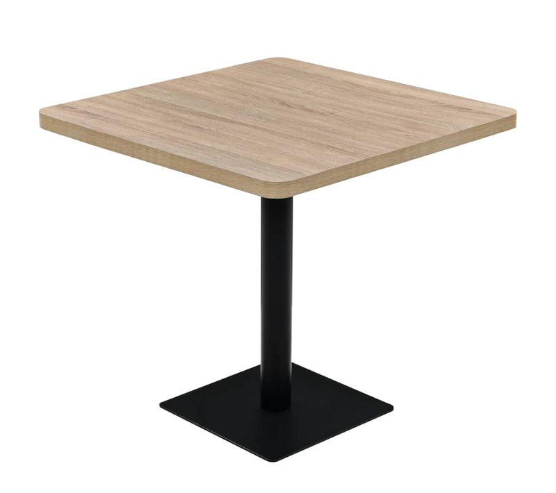 Vidaxl Table De Bistro Carré Mdf Et Acier Carré 80x80x75 Cm Couleur De Chêne Bar Manger Restaurant