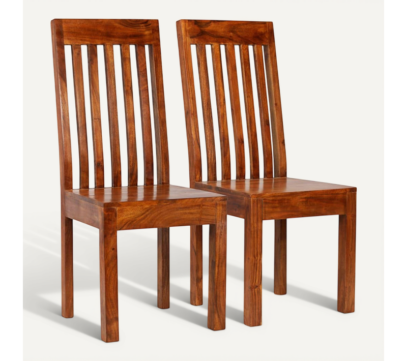 Lot 2 Chaises À Manger Bois Massif Acacia Finition Miel Moderne