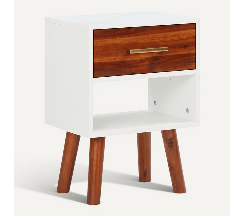 Table De Chevet Bois D'acacia Massif 40x30x57 Cm
