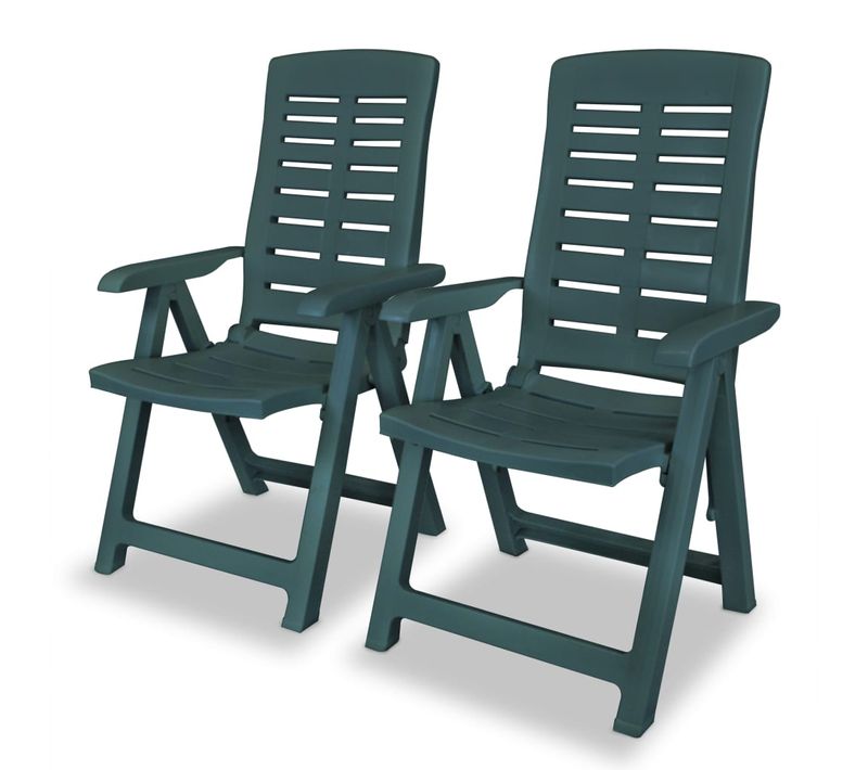 Chaises De Jardin Lot De 2 Avec Dossiers Et Accoudoirs Inclinables Plastique Vert Sièges