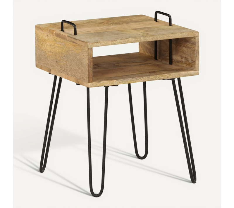 Table De Chevet Bois De Manguier Massif 40 X 34 X 47 Cm