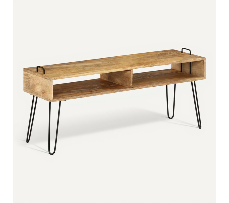Meuble TV Bois De Manguier Massif 110 X 35 X 45 Cm