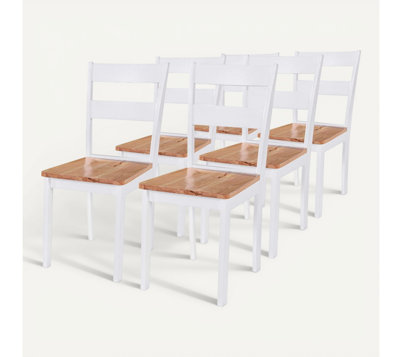 Chaises À Manger Lot De 6 Blanc Bois D'hévéa Massif