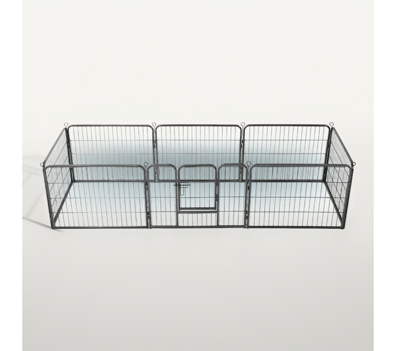 Parc Pour Chiens 8 Panneaux Acier 60 X 80 Cm Noir