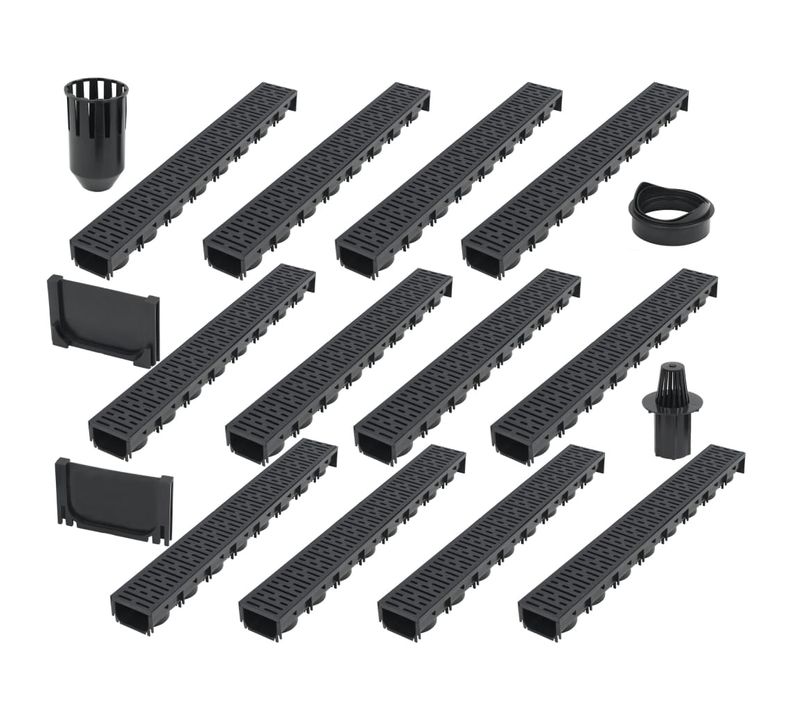 Canaux Drainage Plastique Lot 12 12 M Système Emboîtable Noir Grille Filtre