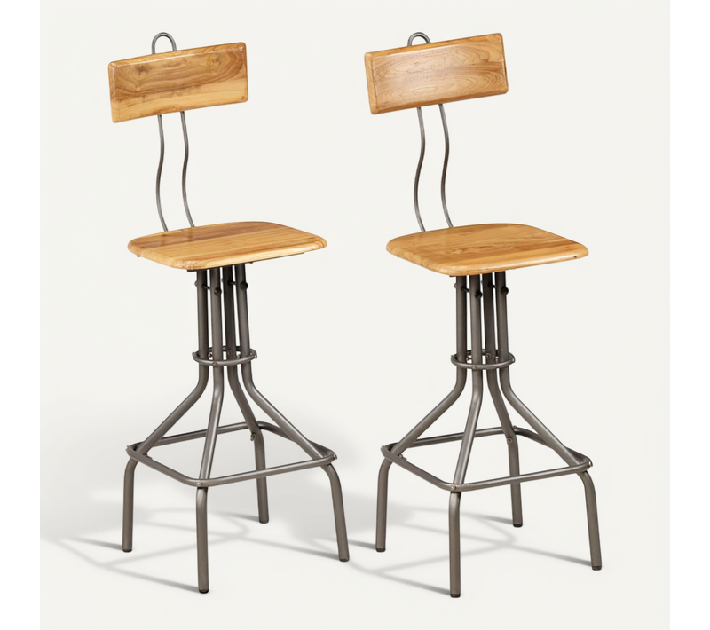 Chaises De Bar 2 PCs Teck Massif De Récupération