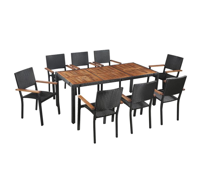 Ensemble table et chaises de jardin En Résine Et Bois - 190x90x75 Cm