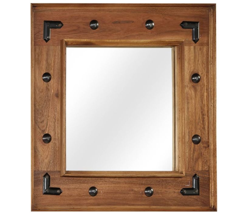 Miroir Bois D'acacia Massif 50 X 50 Cm