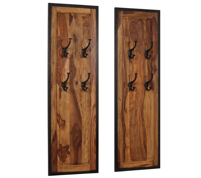 Portemanteaux 2 Pièces Bois Solide De Sesham