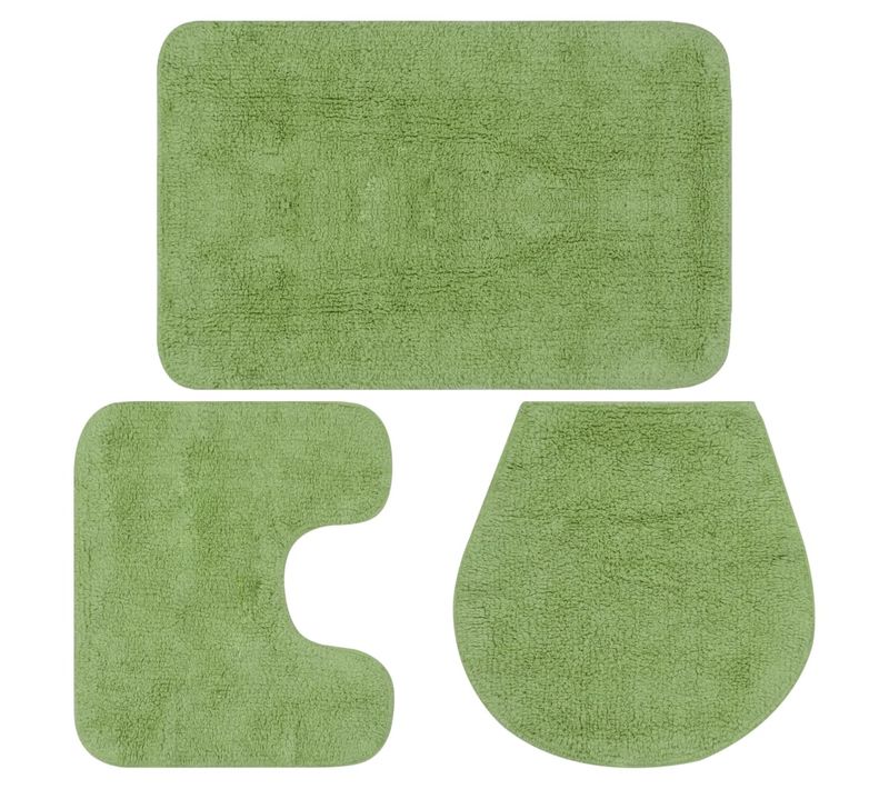 Jeu De Tapis De Salle De Bain 3 Pièces Tissu Vert
