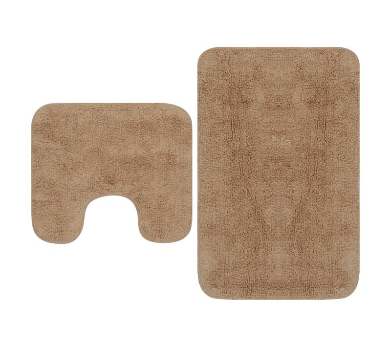 Tapis De Salle De Bain 2 Pièces Tissu Beige