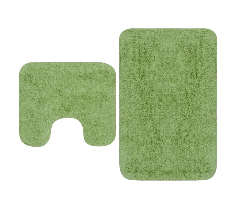 Jeu De Tapis De Salle De Bain 3 Pièces Tissu Vert