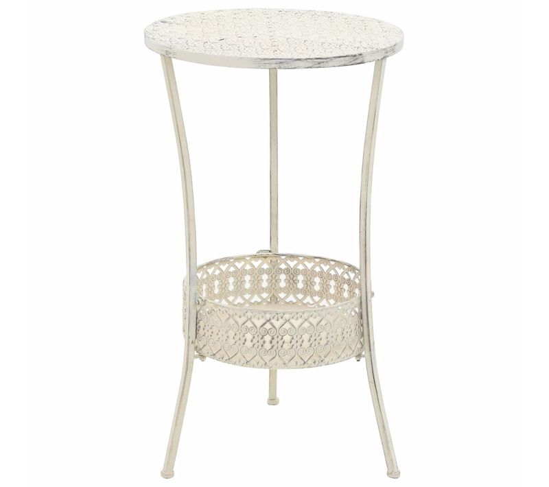 Table De Bistro Style Vintage Ronde Métal 40 X 70 Cm Blanc