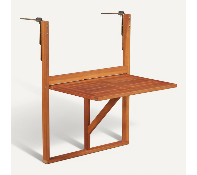 Table De Balcon Suspendue Pliable 64,5x44x80 Cm Bois D'acacia Massif Marron Meuble Jardin
