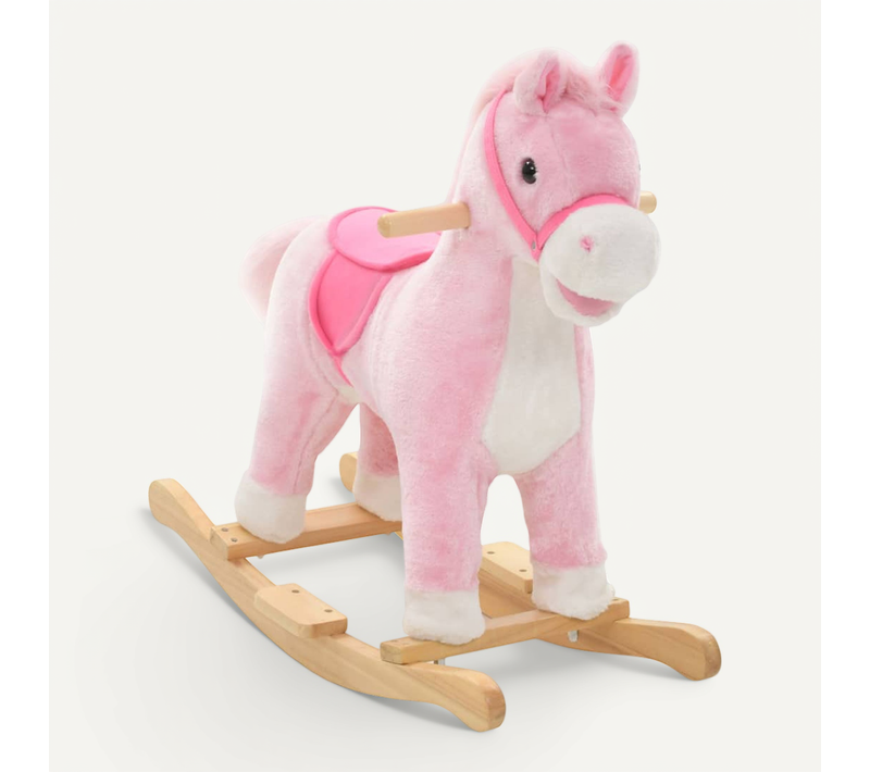 Cheval À Bascule Peluche 65x32x58 Cm Rose