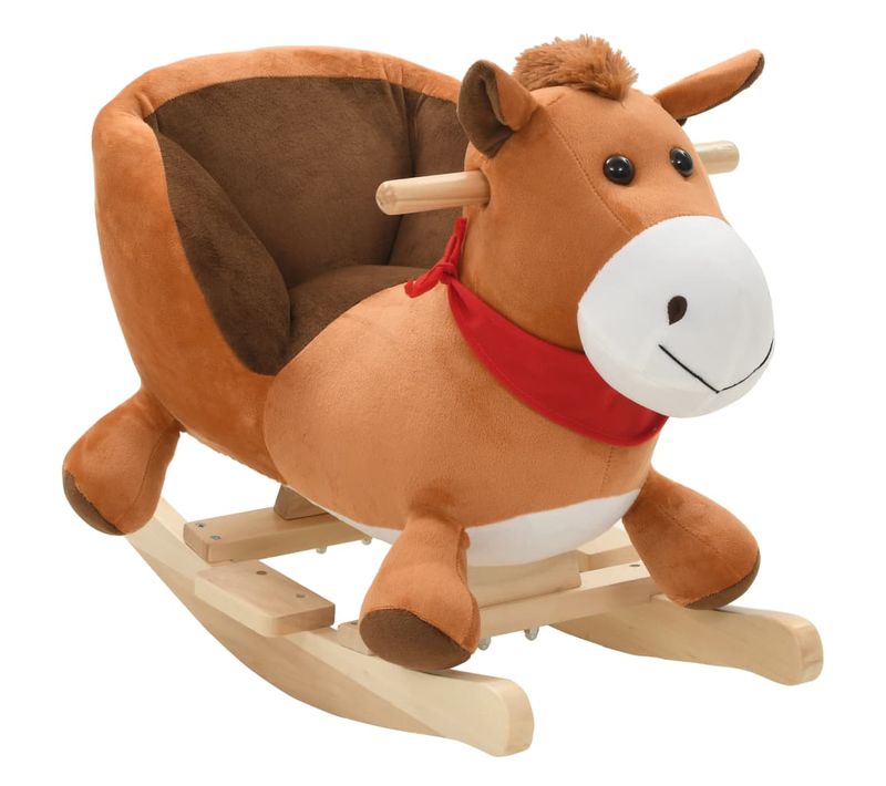 Cheval à Bascule Avec Dossier Peluche 60x32x50 Cm Marron