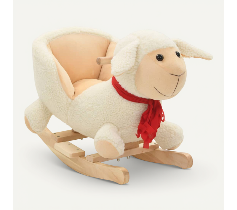 Mouton À Bascule Avec Dossier Peluche 60x32x50 Cm Blanc
