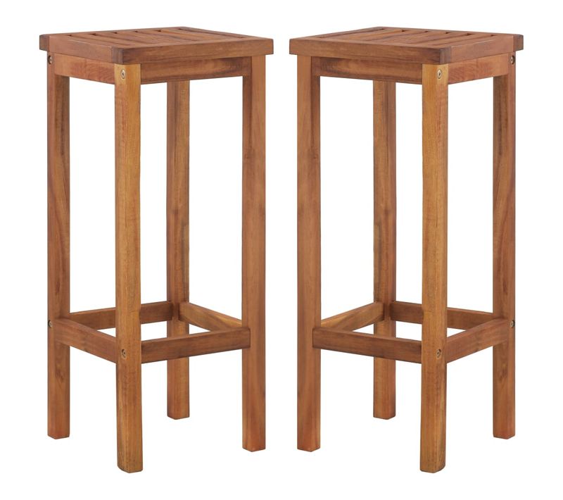 Tabourets Bar Lot De 2 Bois Massif Acacia Jardin Terrasse 30,5x30,5x74 Cm