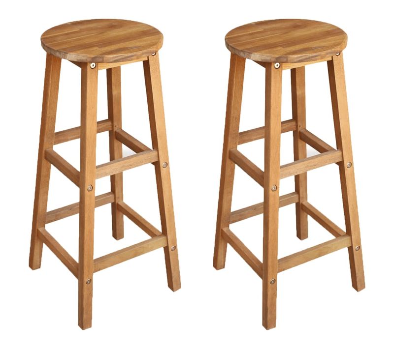 Tabourets De Bar Lot De 2 Bois D'acacia Solide