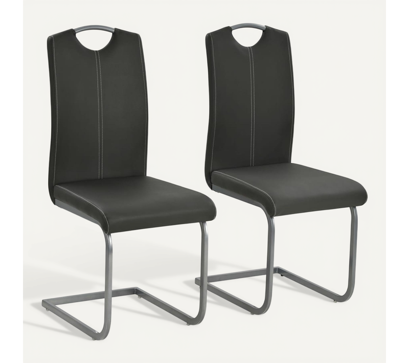 Chaises À Manger Cantilever Lot De 2 Gris Simili
