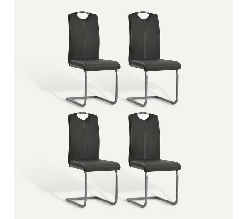 Chaises À Manger Cantilever Lot De 4 Gris Simili