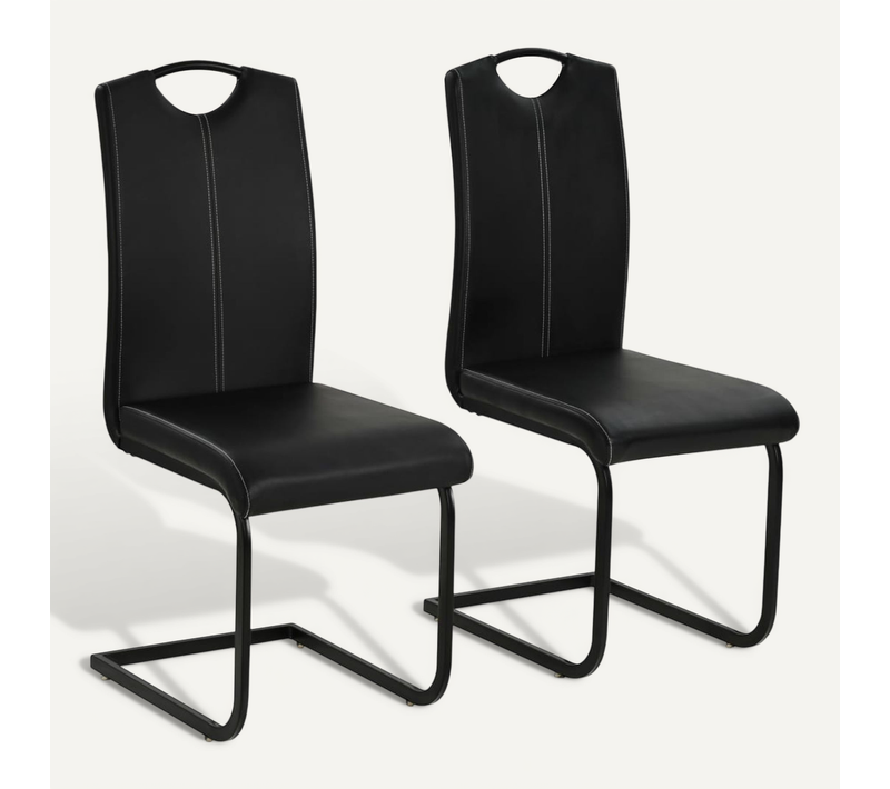 Chaises À Manger Cantilever Lot De 2 Noir Simili
