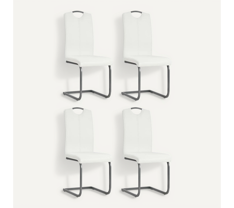 Chaises À Manger Cantilever Lot De 4 Blanc Simili