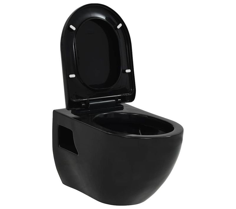 Wc Céramique Noir Suspendu Avec Siège Soft-close et Design Slim