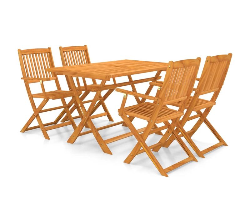 Salon De Jardin Pliable En Accacia -  120x70x74 Cm - Naturel