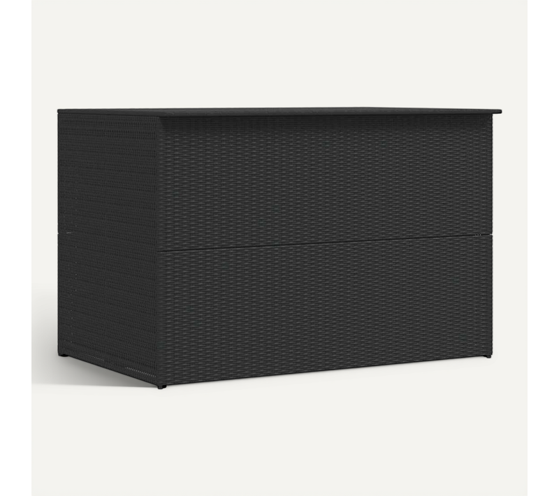 Boîte De Rangement De Jardin Noir 150x100x100 Cm Résine Tressée Grand Espace De Stockage