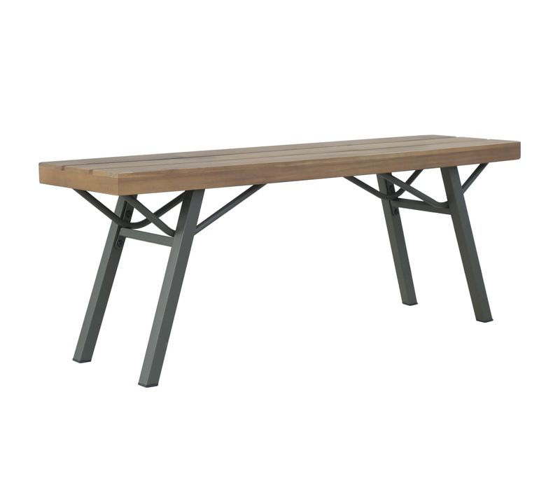 Banc De Jardin Avec Cadre En Acier 120 Cm Bois D'acacia Solide