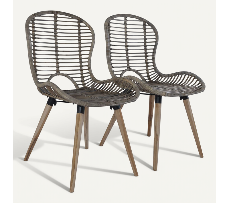 Chaises À Manger Lot De 2 Marron Rotin Naturel