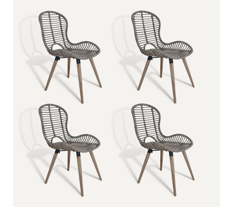 Chaises À Manger Lot De 4 Marron Rotin Naturel