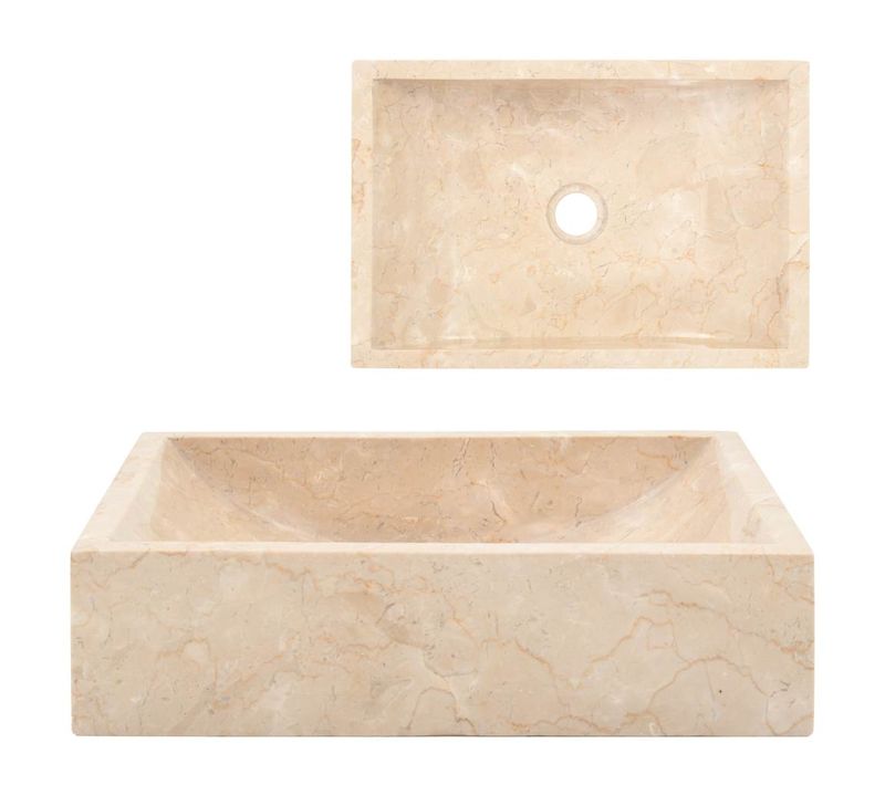 Lavabo En Marbre Brillant Crème 45x30x12 Cm Lavabo De Coiffeuse