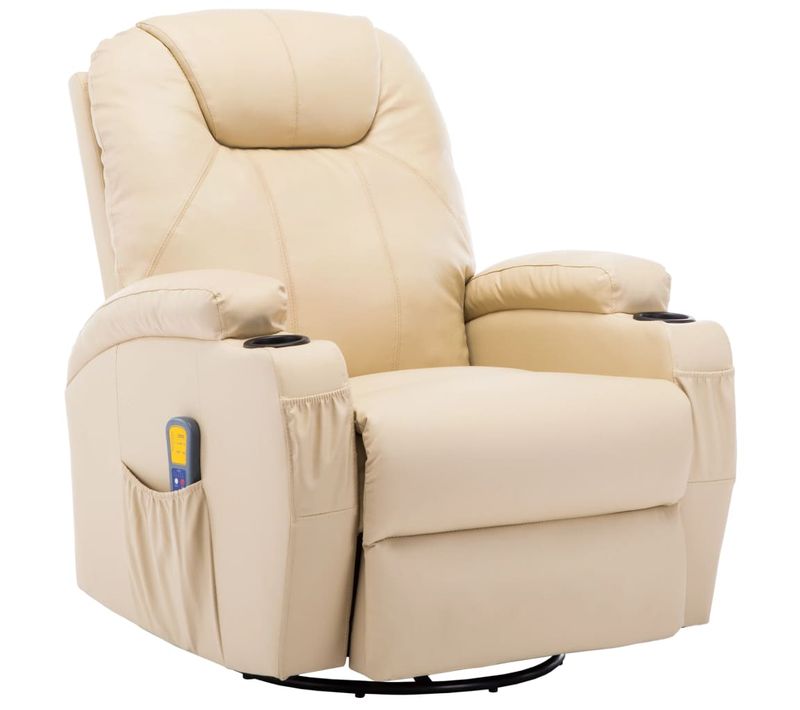 Fauteuil À Bascule De Massage Crème Similicuir